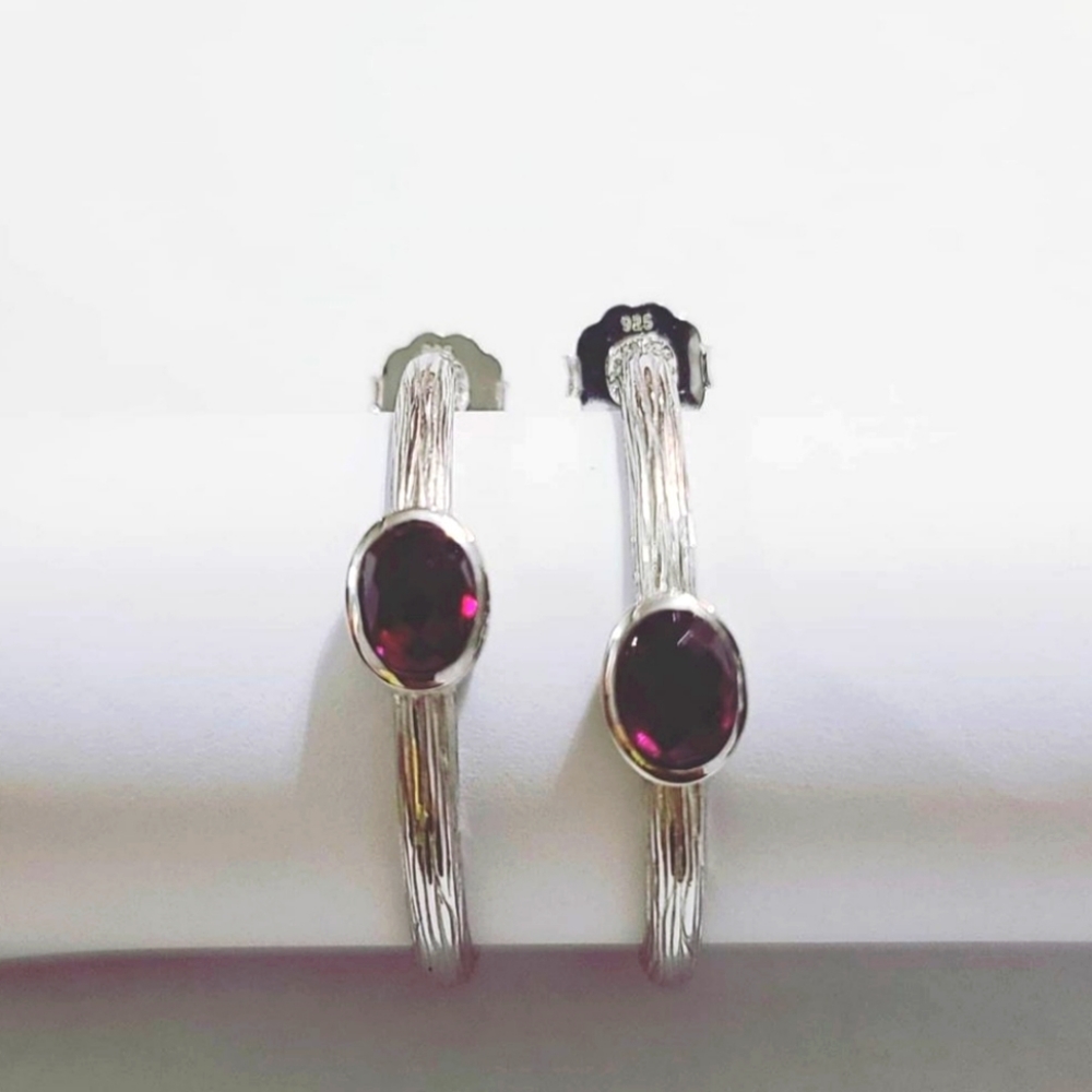 925 SS Rhodolite J hoops